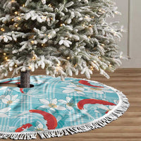 Turquoise Palaka Hawaii Aloha Tree Skirt Koi Pond Mix Plumeria - Polynesian Pride