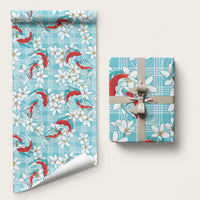 Turquoise Palaka Hawaii Aloha Wrapping Paper Koi Pond Mix Plumeria