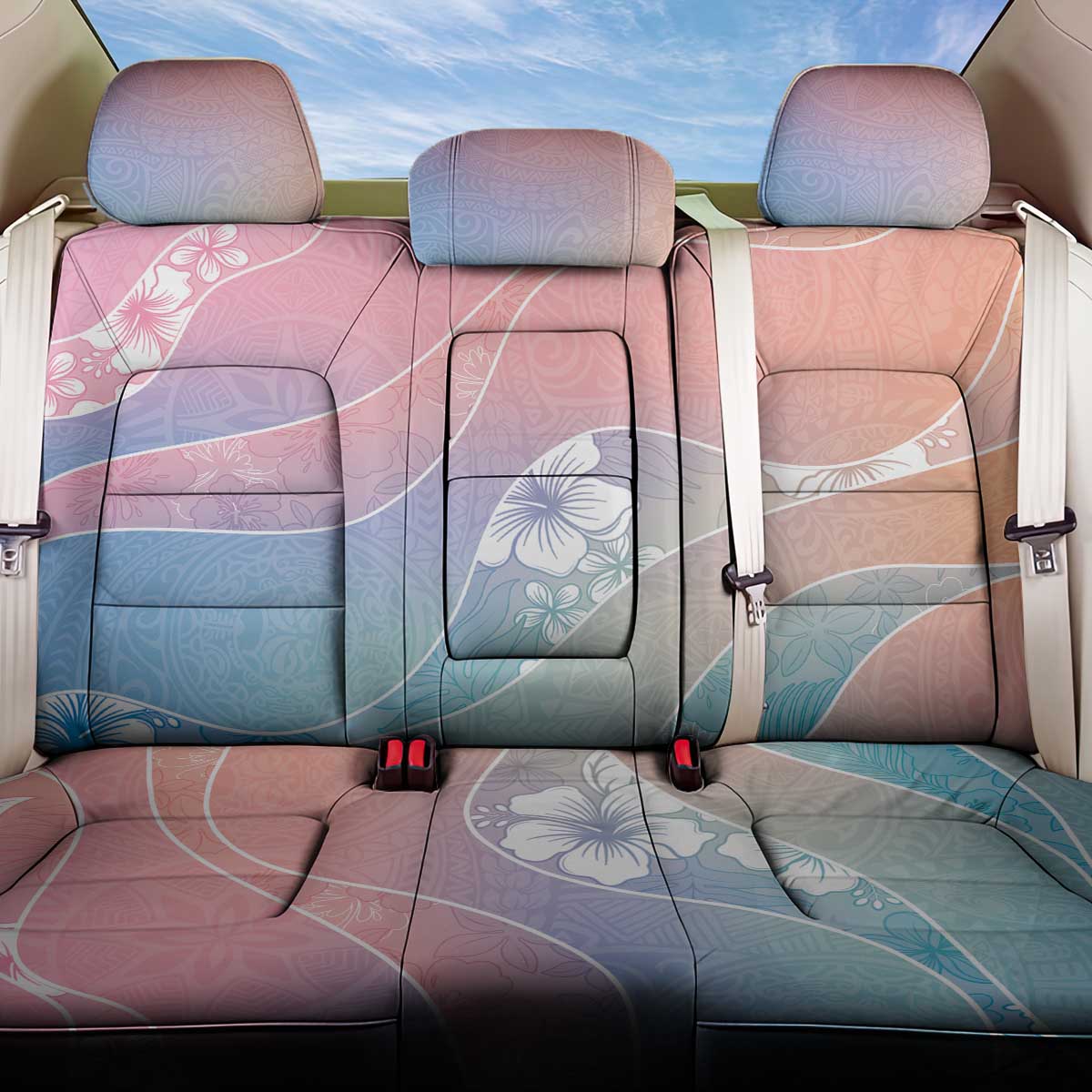 Aloha Hawaii Floral Tapa Back Car Seat Cover Patchwork Pastel Candy - Polynesian Pride