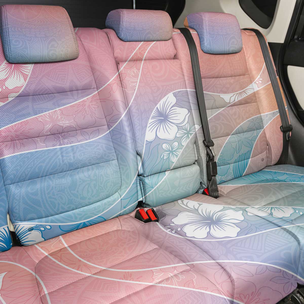 Aloha Hawaii Floral Tapa Back Car Seat Cover Patchwork Pastel Candy - Polynesian Pride