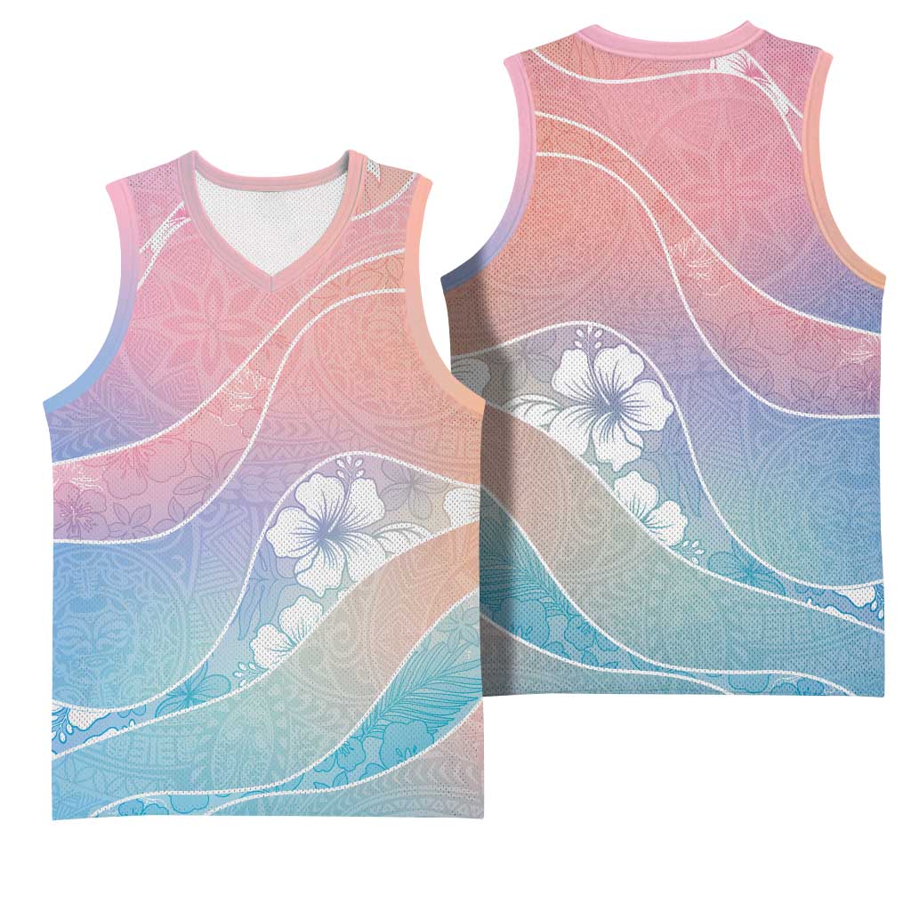 Aloha Hawaii Floral Tapa Basketball Jersey Patchwork Pastel Candy - Polynesian Pride