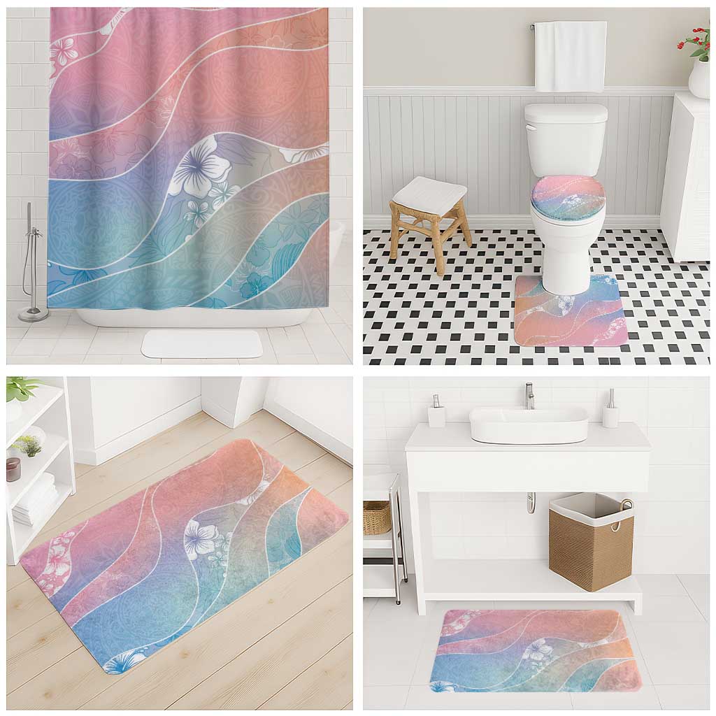 Aloha Hawaii Floral Tapa Bathroom Set Patchwork Pastel Candy - Polynesian Pride