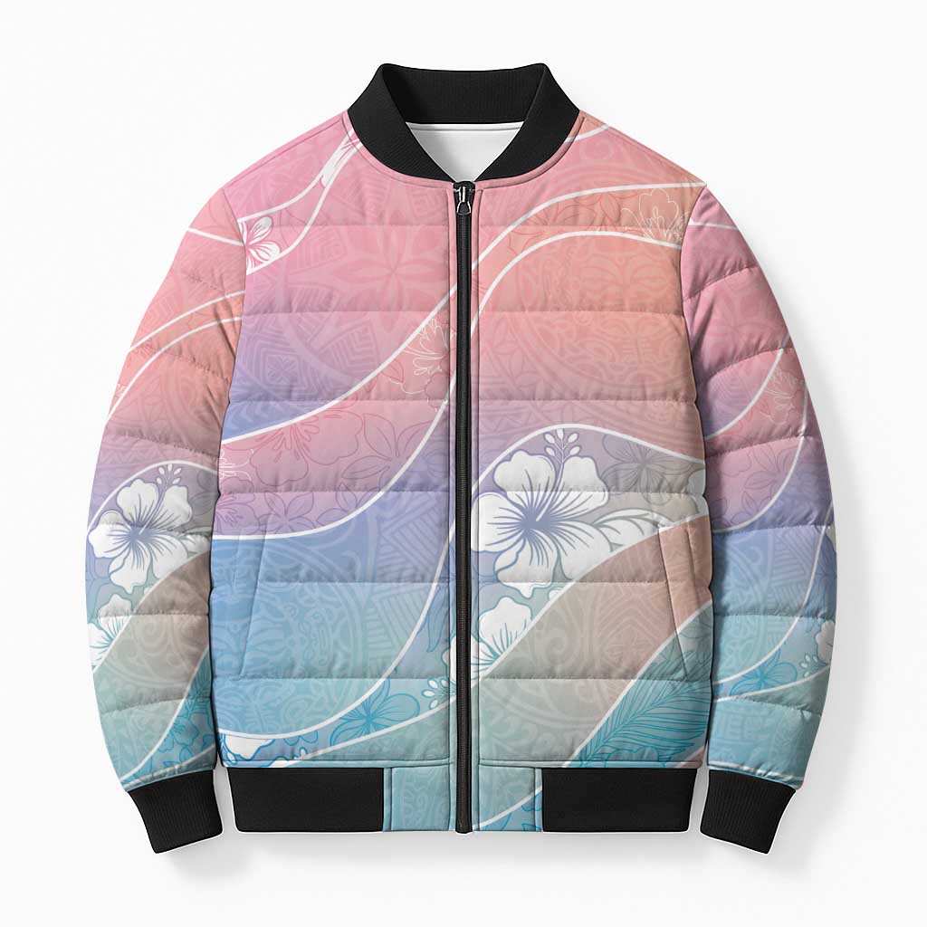 Aloha Hawaii Floral Tapa Bomber Puffer Jacket Patchwork Pastel Candy - Polynesian Pride