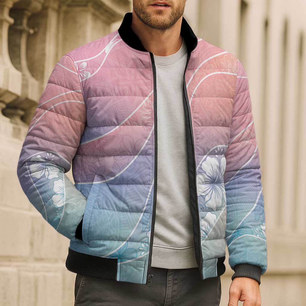 Aloha Hawaii Floral Tapa Bomber Puffer Jacket Patchwork Pastel Candy - Polynesian Pride