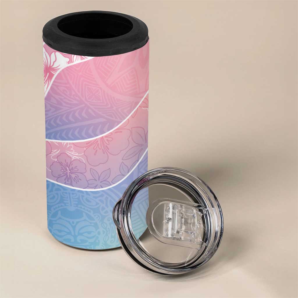 Aloha Hawaii Floral Tapa 4 in 1 Can Cooler Tumbler Patchwork Pastel Candy - Polynesian Pride