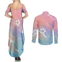 Aloha Hawaii Floral Tapa Couples Matching Summer Maxi Dress and Long Sleeve Button Shirt Patchwork Pastel Candy - Polynesian Pride