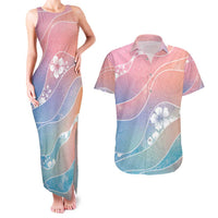 Aloha Hawaii Floral Tapa Couples Matching Tank Maxi Dress and Hawaiian Shirt Patchwork Pastel Candy - Polynesian Pride