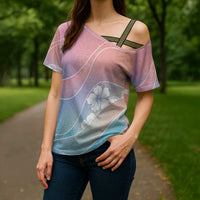 Aloha Hawaii Floral Tapa Cross Shoulder Shirt Patchwork Pastel Candy - Polynesian Pride