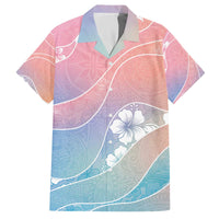 Aloha Hawaii Floral Tapa Family Matching Off The Shoulder Long Sleeve Dress and Hawaiian Shirt Patchwork Pastel Candy - Polynesian Pride