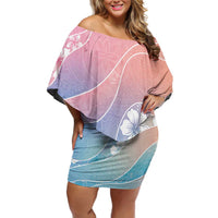 Aloha Hawaii Floral Tapa Family Matching Off Shoulder Short Dress and Hawaiian Shirt Patchwork Pastel Candy - Polynesian Pride