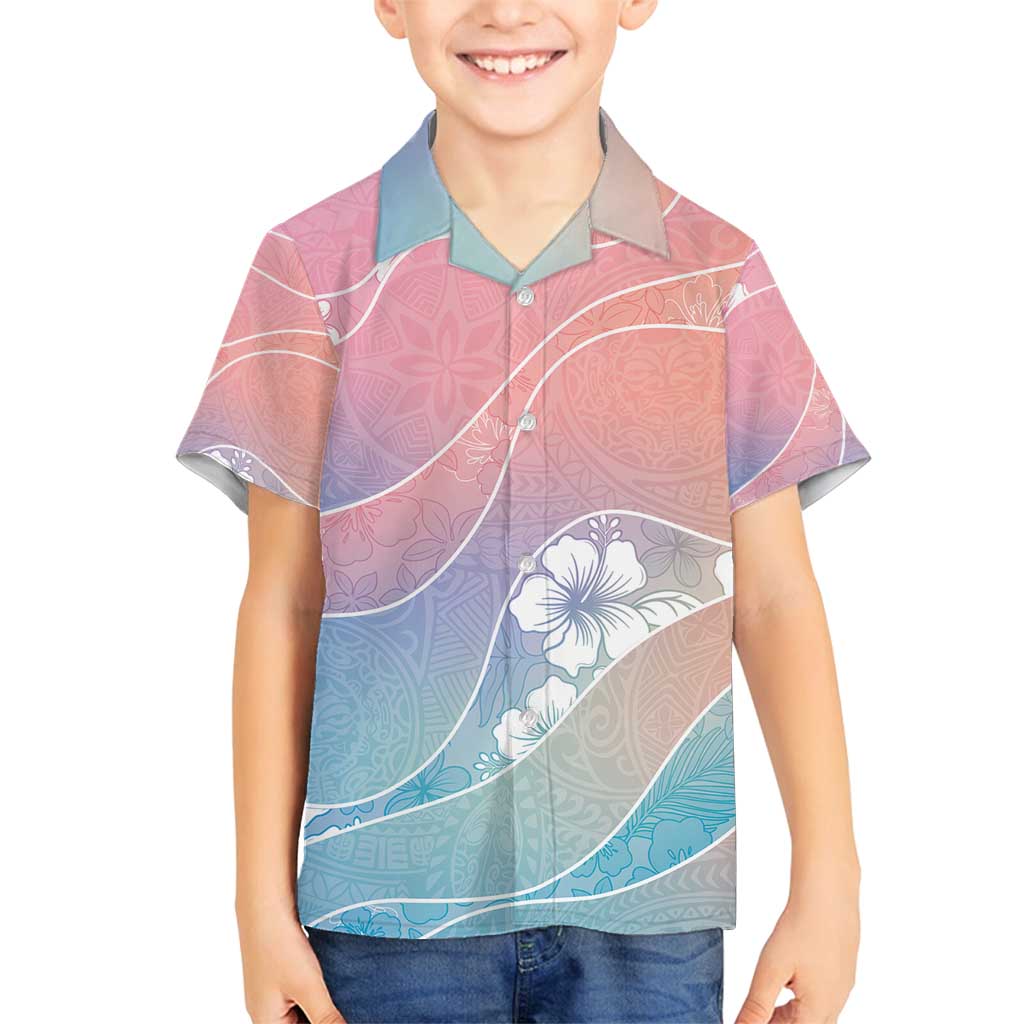 Aloha Hawaii Floral Tapa Family Matching Tank Maxi Dress and Hawaiian Shirt Patchwork Pastel Candy - Polynesian Pride