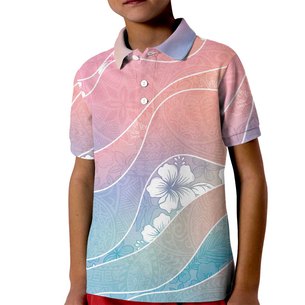 Aloha Hawaii Floral Tapa Kid Polo Shirt Patchwork Pastel Candy - Polynesian Pride