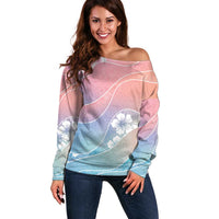 Aloha Hawaii Floral Tapa Off Shoulder Sweater Patchwork Pastel Candy - Polynesian Pride