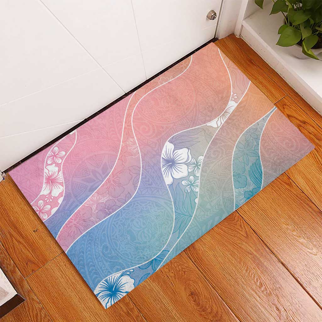Aloha Hawaii Floral Tapa Rubber Doormat Patchwork Pastel Candy - Polynesian Pride