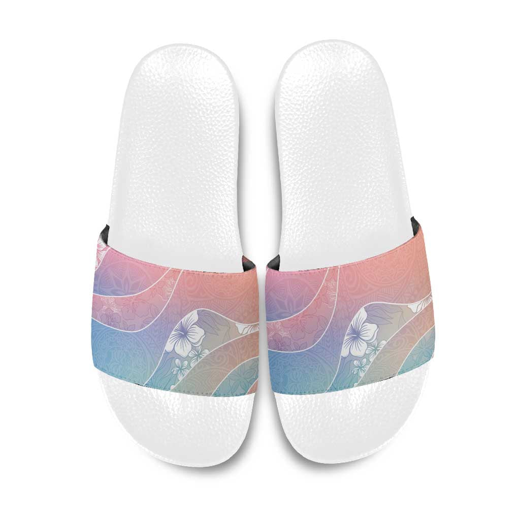 Aloha Hawaii Floral Tapa Slide Sandals Patchwork Pastel Candy - Polynesian Pride