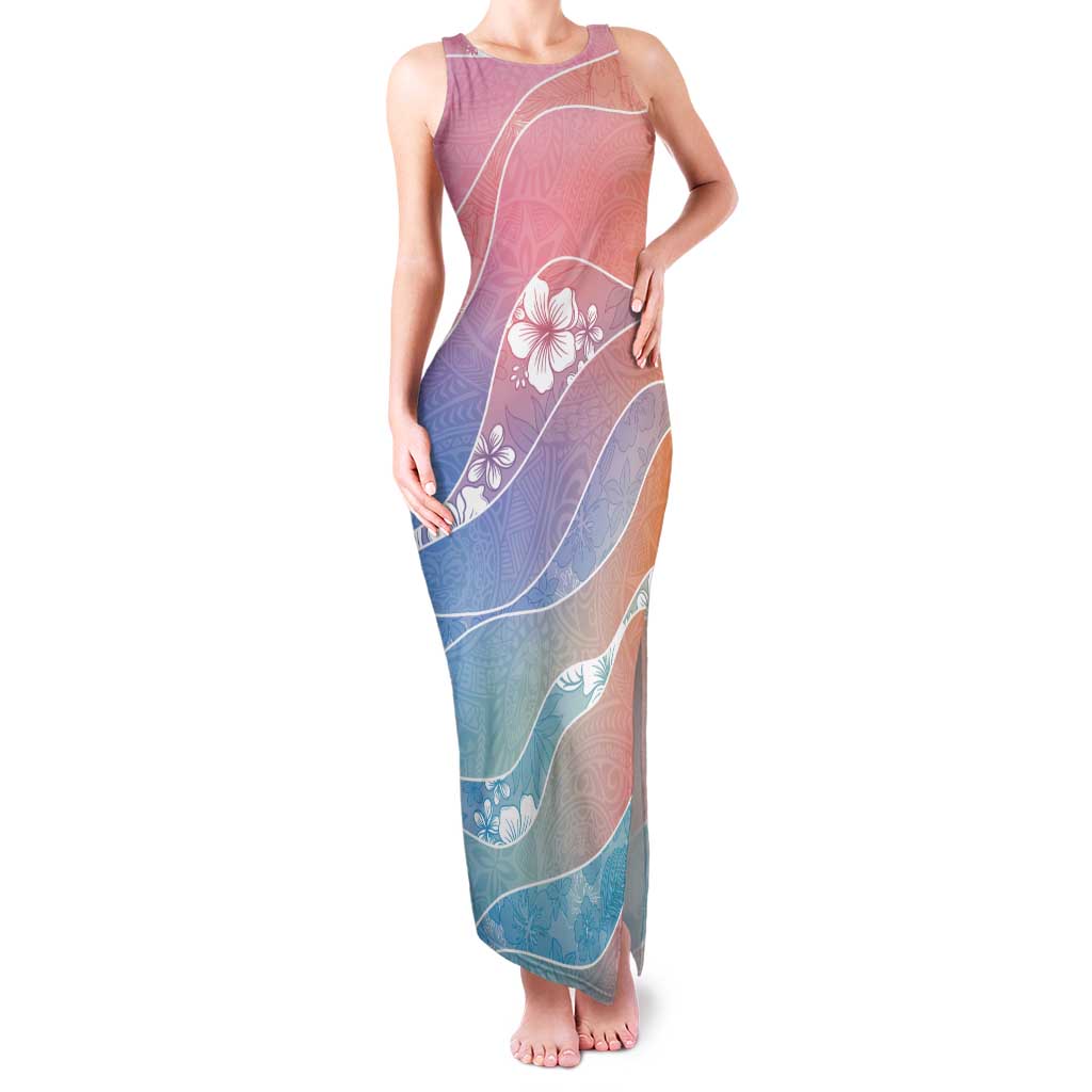 Aloha Hawaii Floral Tapa Tank Maxi Dress Patchwork Pastel Candy - Polynesian Pride