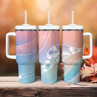 Aloha Hawaii Floral Tapa Tumbler With Handle Patchwork Pastel Candy - Polynesian Pride