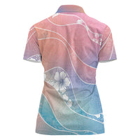 Aloha Hawaii Floral Tapa Women Polo Shirt Patchwork Pastel Candy - Polynesian Pride