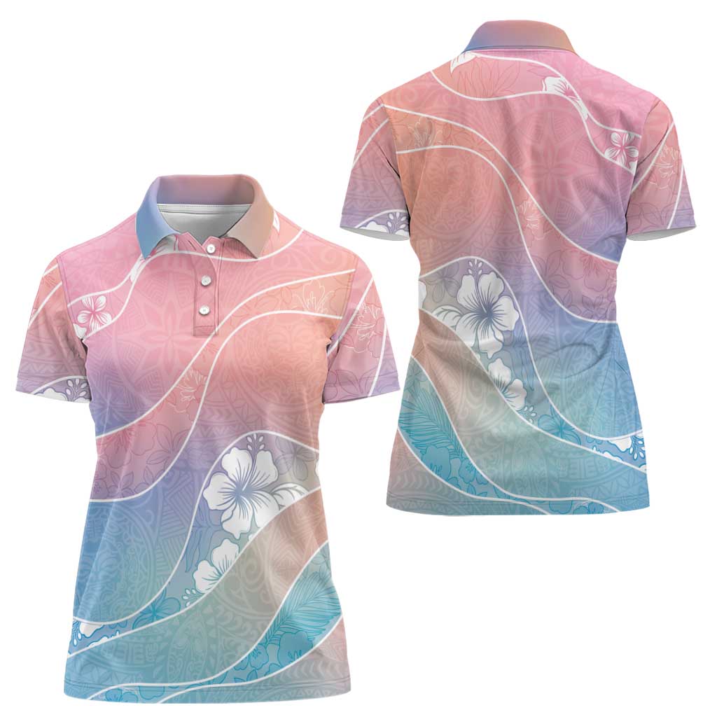 Aloha Hawaii Floral Tapa Women Polo Shirt Patchwork Pastel Candy - Polynesian Pride