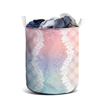 Hawaii Aloha Plumeria Lei Pastel Candy Palaka Laundry Basket - Polynesian Pride