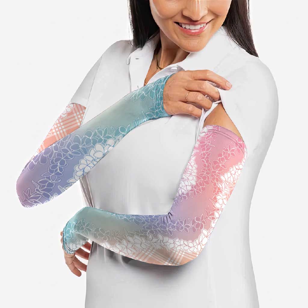 Hawaii Aloha Plumeria Lei Pastel Candy Palaka Arm Sleeves - Polynesian Pride