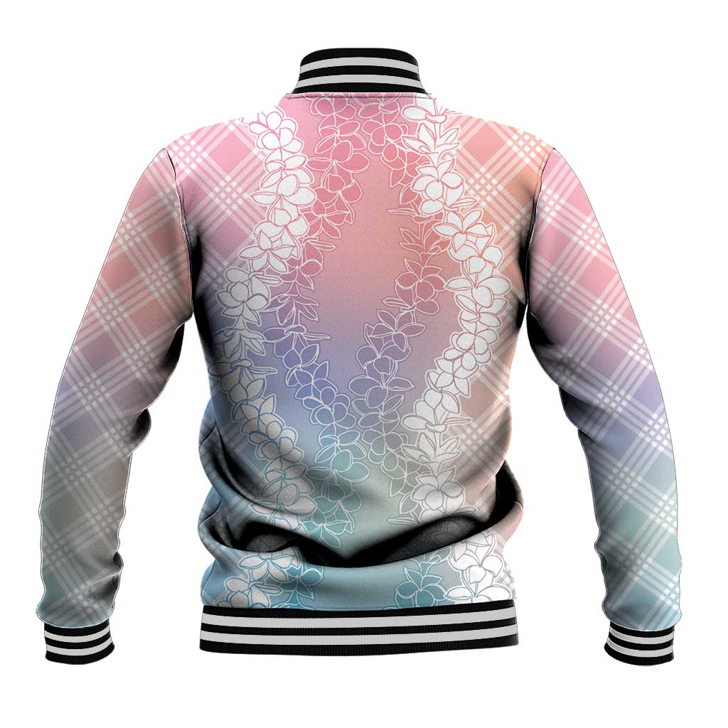 Hawaii Aloha Plumeria Lei Pastel Candy Palaka Baseball Jacket - Polynesian Pride