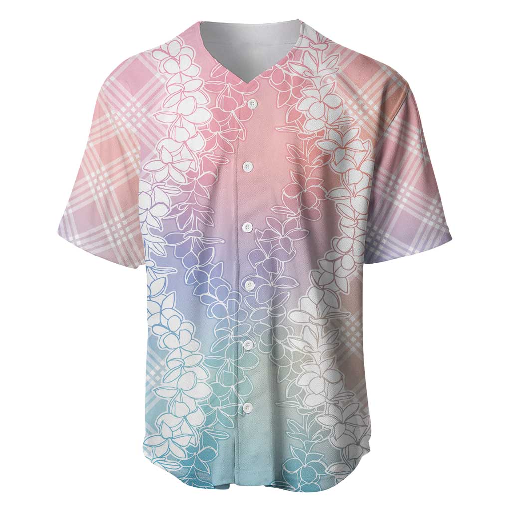 Hawaii Aloha Plumeria Lei Pastel Candy Palaka Baseball Jersey - Polynesian Pride
