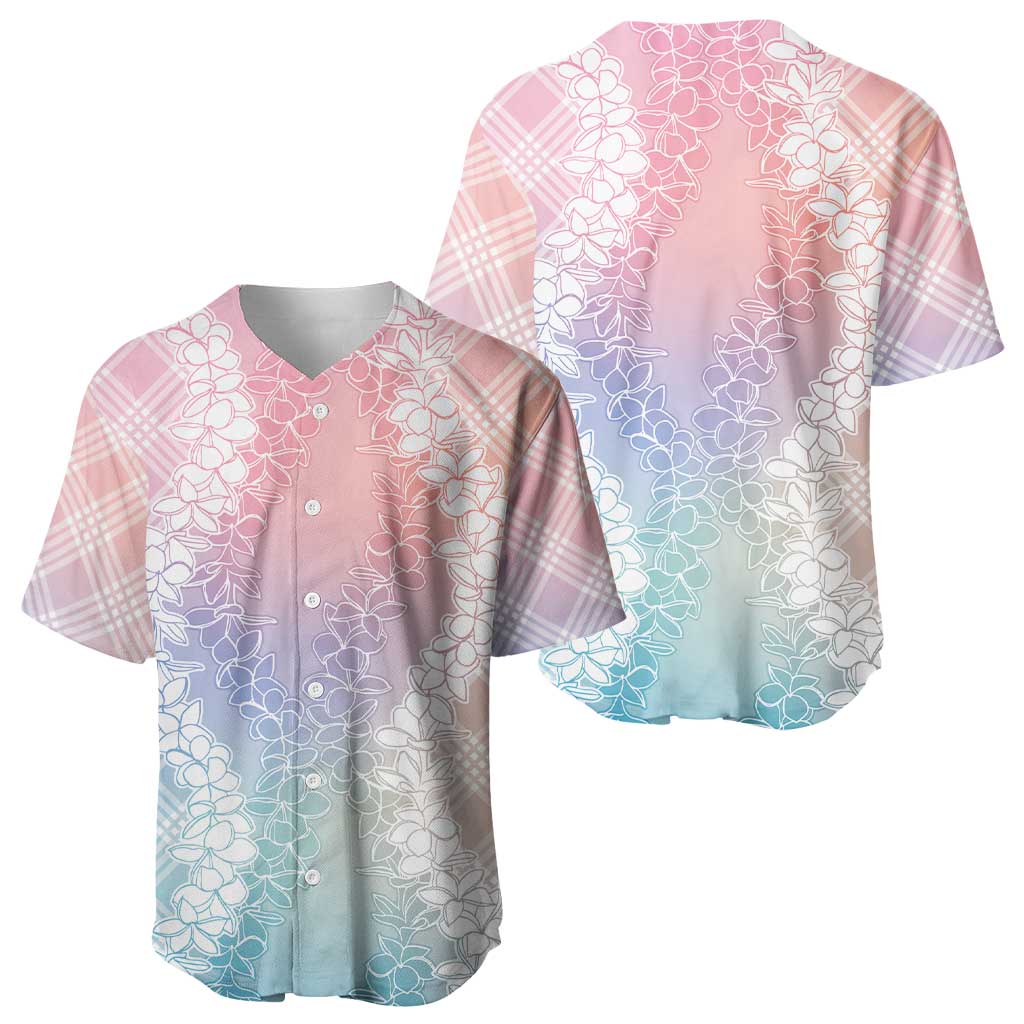 Hawaii Aloha Plumeria Lei Pastel Candy Palaka Baseball Jersey - Polynesian Pride