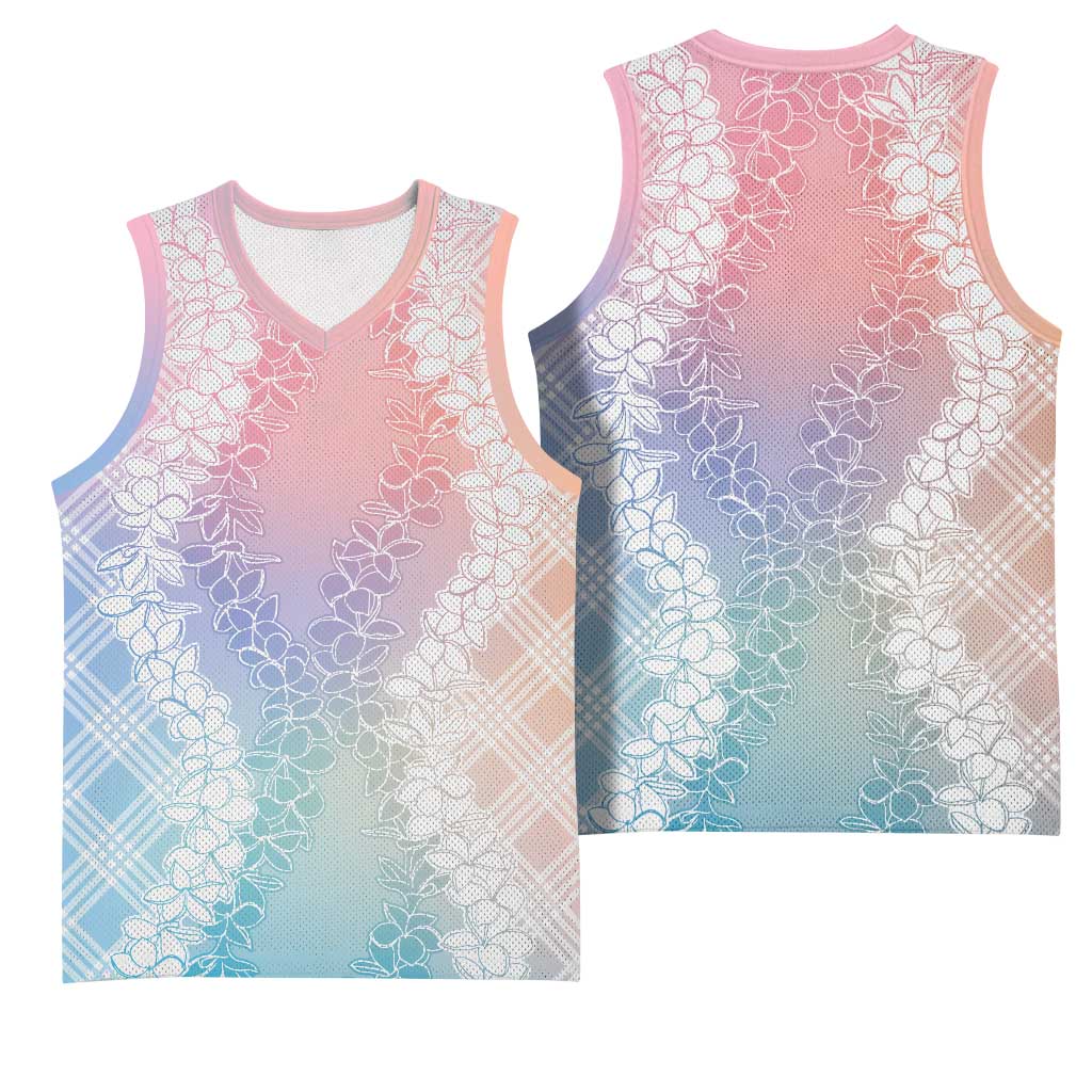 Hawaii Aloha Plumeria Lei Pastel Candy Palaka Basketball Jersey - Polynesian Pride