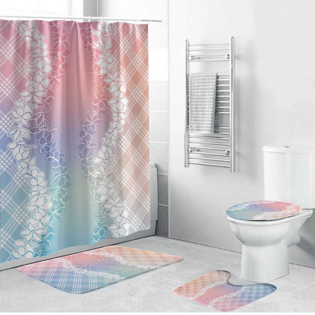 Hawaii Aloha Plumeria Lei Pastel Candy Palaka Bathroom Set - Polynesian Pride