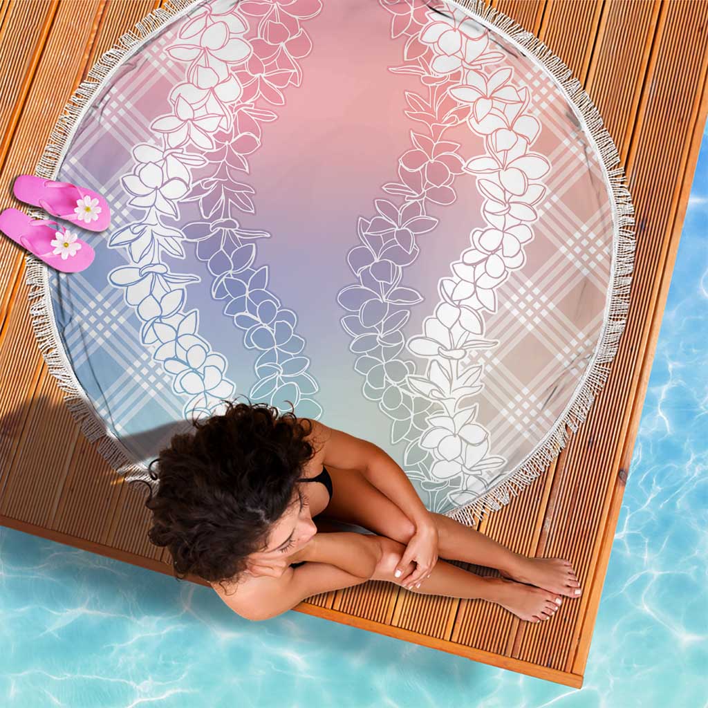 Hawaii Aloha Plumeria Lei Pastel Candy Palaka Beach Blanket - Polynesian Pride