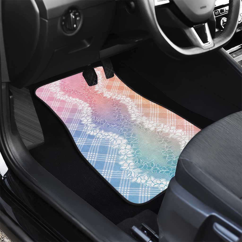 Hawaii Aloha Plumeria Lei Pastel Candy Palaka Car Mats - Polynesian Pride