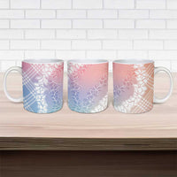 Hawaii Aloha Plumeria Lei Pastel Candy Palaka Ceramic Mug - Polynesian Pride