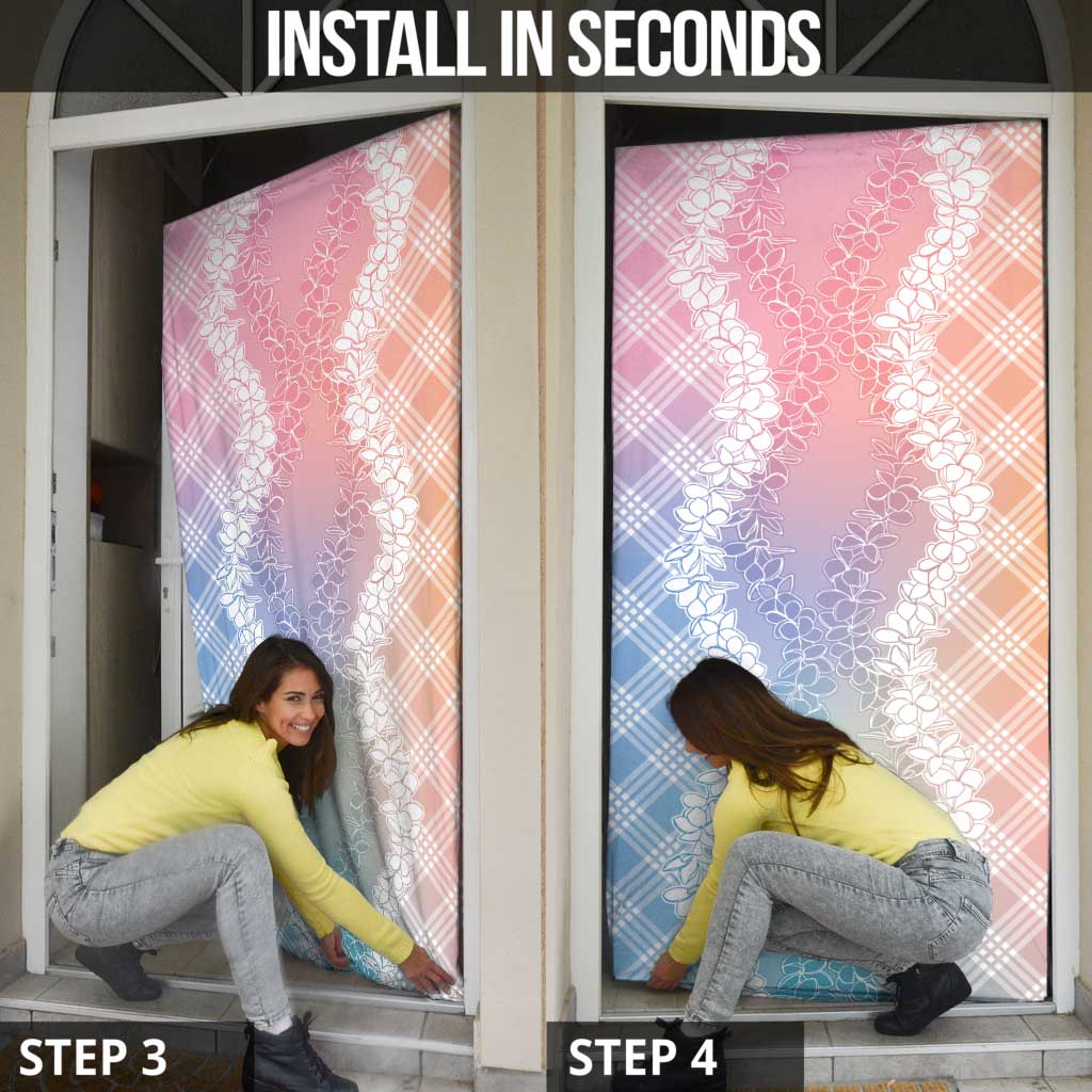 Hawaii Aloha Plumeria Lei Pastel Candy Palaka Door Cover - Polynesian Pride