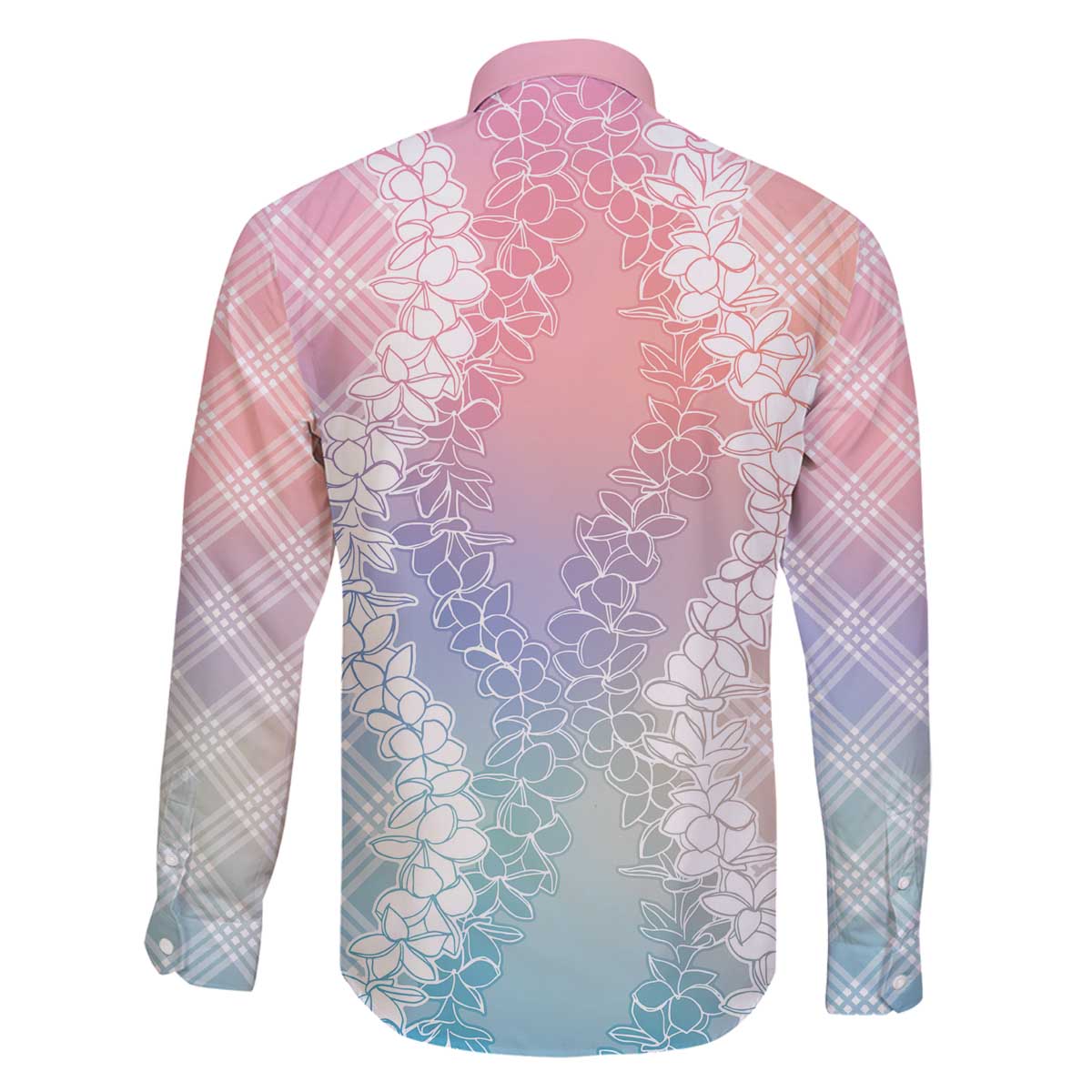 Hawaii Aloha Plumeria Lei Pastel Candy Palaka Family Matching Off The Shoulder Long Sleeve Dress and Hawaiian Shirt - Polynesian Pride