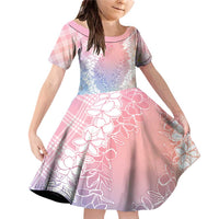 Hawaii Aloha Plumeria Lei Pastel Candy Palaka Family Matching Off Shoulder Short Dress and Hawaiian Shirt - Polynesian Pride