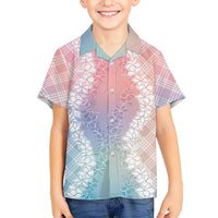 Hawaii Aloha Plumeria Lei Pastel Candy Palaka Family Matching Puletasi and Hawaiian Shirt LT7 Son's Shirt Pastel - Polynesian Pride