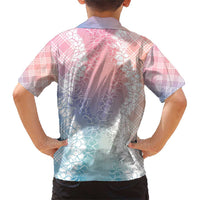 Hawaii Aloha Plumeria Lei Pastel Candy Palaka Family Matching Short Sleeve Bodycon Dress and Hawaiian Shirt - Polynesian Pride