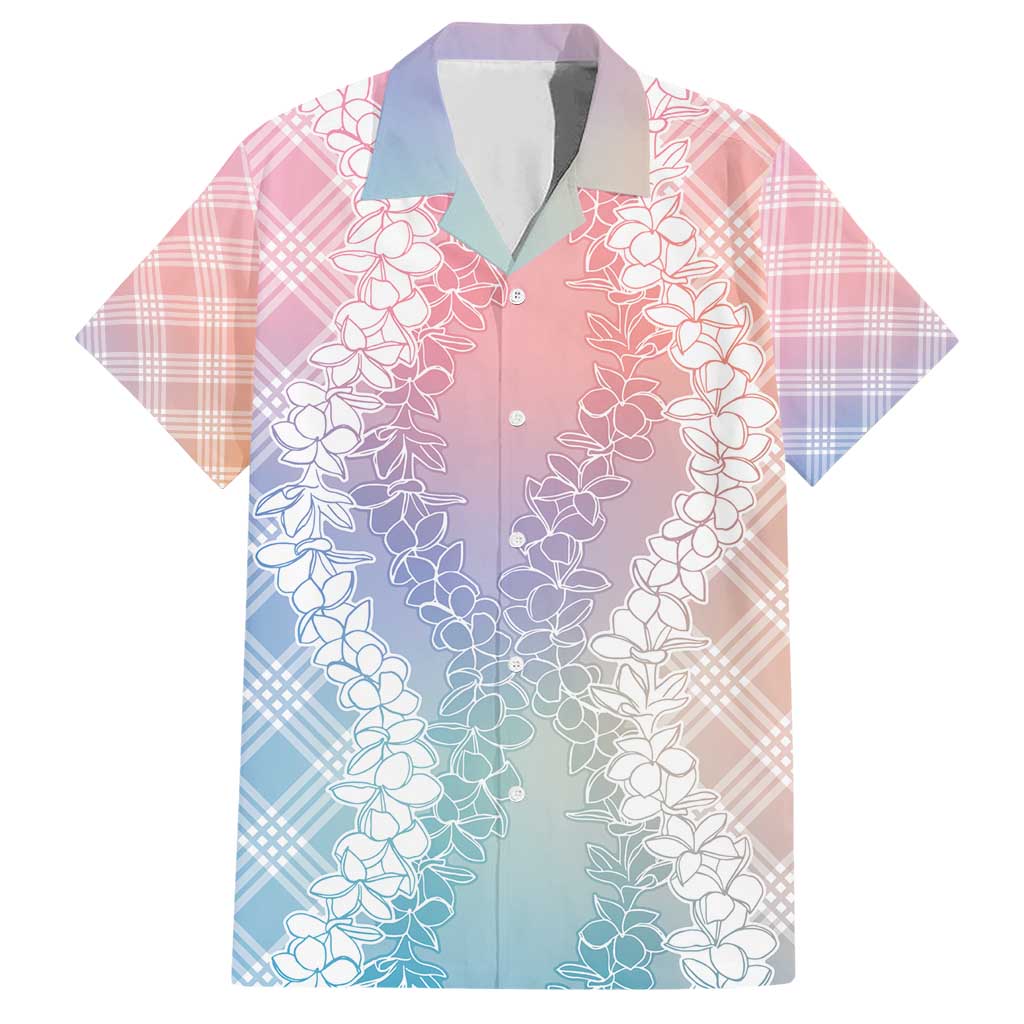 Hawaii Aloha Plumeria Lei Pastel Candy Palaka Family Matching Short Sleeve Bodycon Dress and Hawaiian Shirt - Polynesian Pride