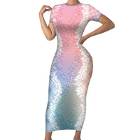 Hawaii Aloha Plumeria Lei Pastel Candy Palaka Family Matching Short Sleeve Bodycon Dress and Hawaiian Shirt - Polynesian Pride