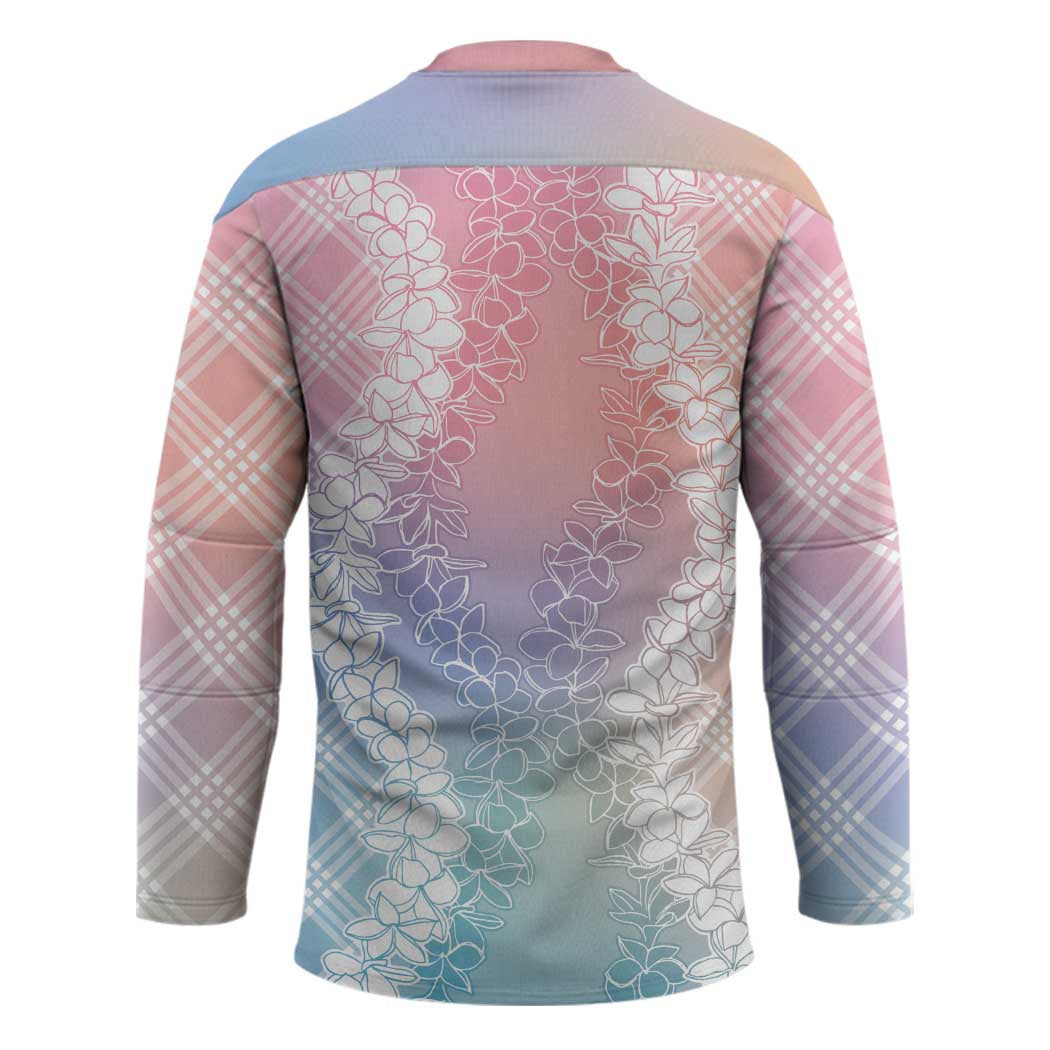 Hawaii Aloha Plumeria Lei Pastel Candy Palaka Hockey Jersey - Polynesian Pride