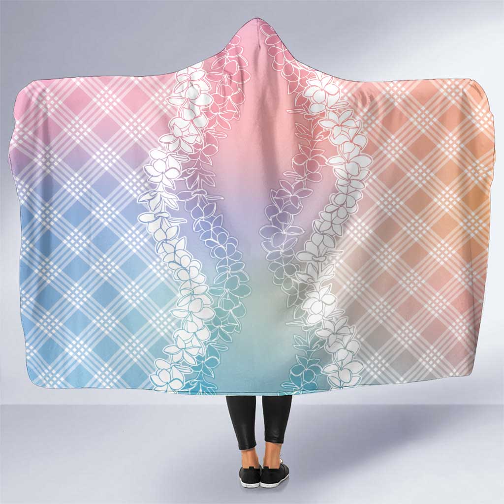 Hawaii Aloha Plumeria Lei Pastel Candy Palaka Hooded Blanket - Polynesian Pride