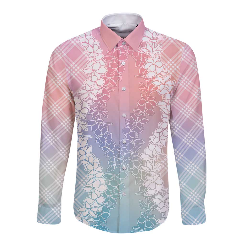 Hawaii Aloha Plumeria Lei Pastel Candy Palaka Long Sleeve Button Shirt - Polynesian Pride