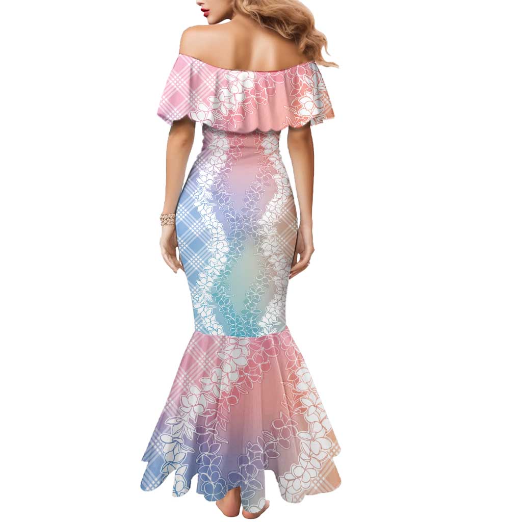 Hawaii Aloha Plumeria Lei Pastel Candy Palaka Mermaid Dress - Polynesian Pride