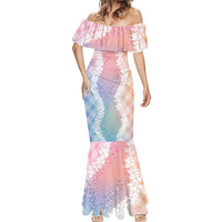 Hawaii Aloha Plumeria Lei Pastel Candy Palaka Mermaid Dress - Polynesian Pride