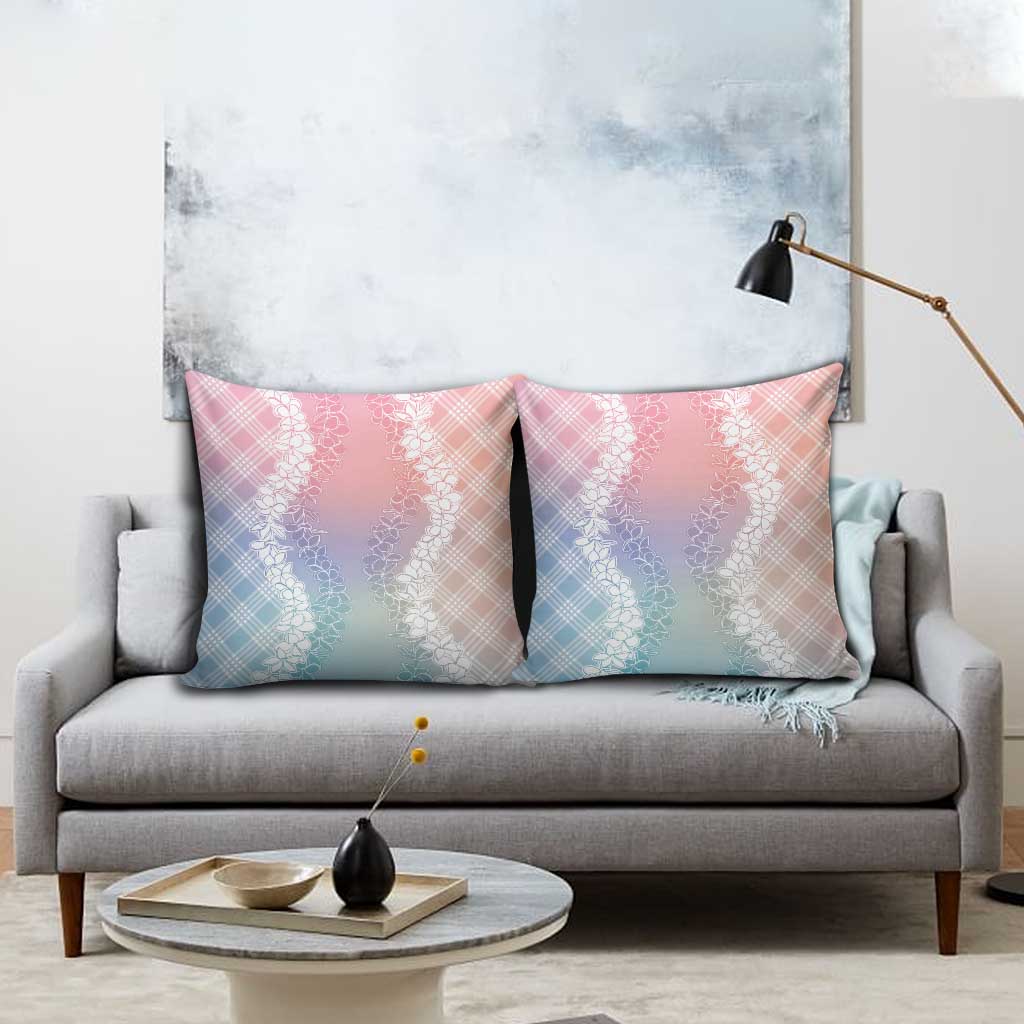 Hawaii Aloha Plumeria Lei Pastel Candy Palaka Pillow Cover - Polynesian Pride