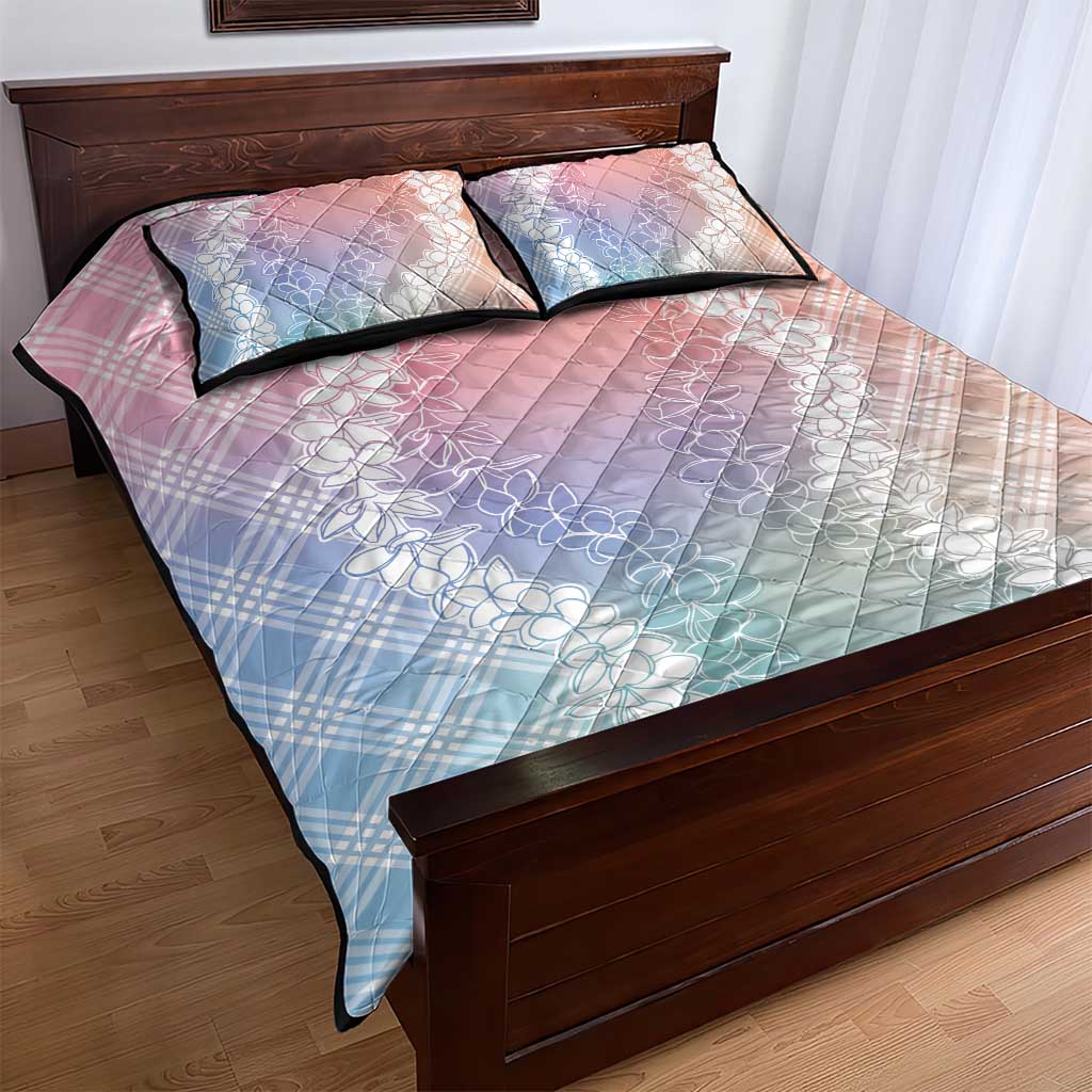 Hawaii Aloha Plumeria Lei Pastel Candy Palaka Quilt Bed Set - Polynesian Pride