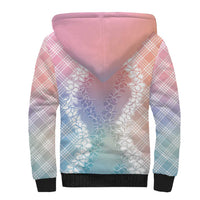 Hawaii Aloha Plumeria Lei Pastel Candy Palaka Sherpa Hoodie - Polynesian Pride