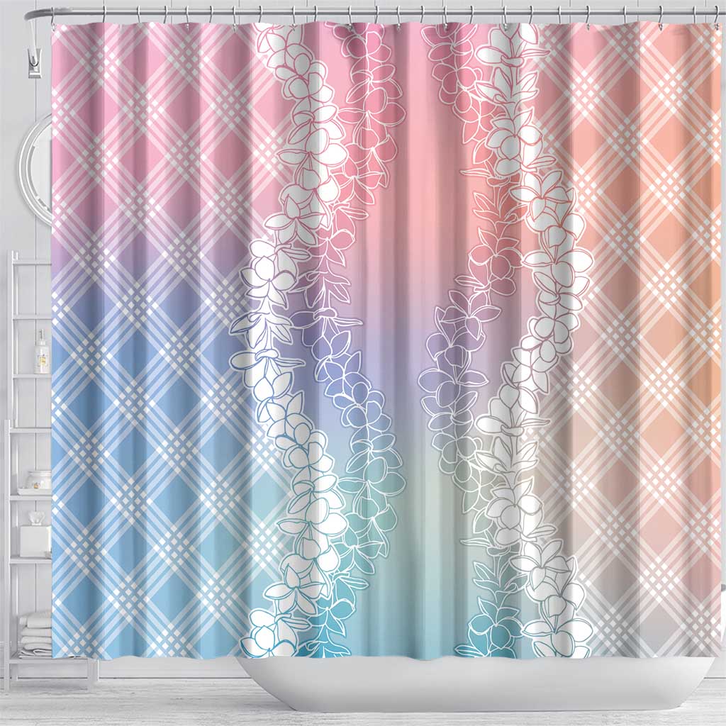 Hawaii Aloha Plumeria Lei Pastel Candy Palaka Shower Curtain - Polynesian Pride