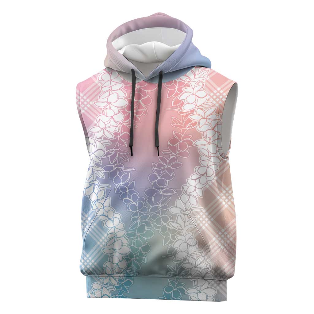 Hawaii Aloha Plumeria Lei Pastel Candy Palaka Sleeveless Hoodie - Polynesian Pride